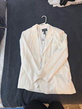 Steve Madden white Linen-Blend Single-Button Blazer